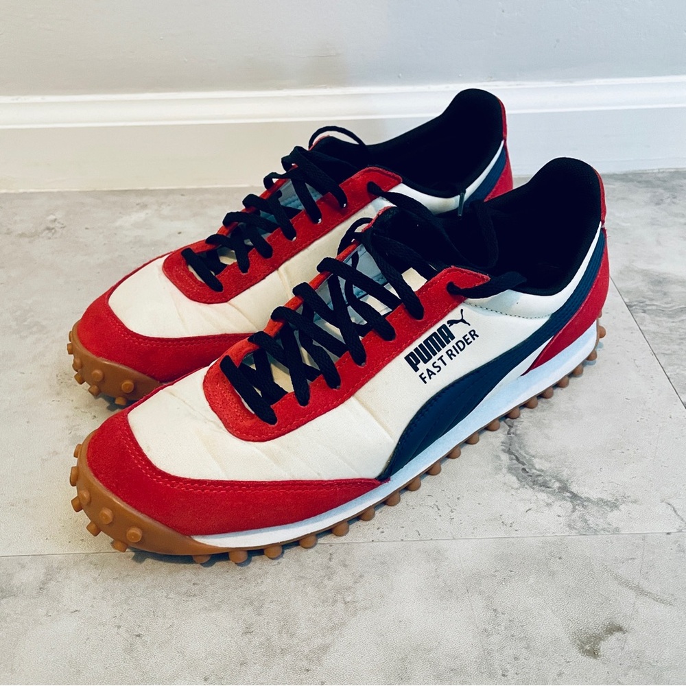 Puma Fast Rider Red and White Sneakers, size 9